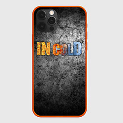 Чехол для iPhone 12 Pro IN COLD горизонтальный логотип на темно-сером фоне, цвет: 3D-красный