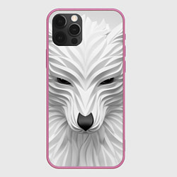 Чехол для iPhone 12 Pro Волк - белый, цвет: 3D-малиновый