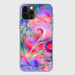 Чехол для iPhone 12 Pro WRITHING COLORED FRACTALS, цвет: 3D-светло-сиреневый