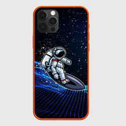 Чехол для iPhone 12 Pro Космонавт на серфинге, цвет: 3D-красный