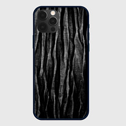 Чехол для iPhone 12 Pro Полосы чорные серые роизвольные random black strip, цвет: 3D-черный