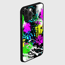 Чехол для iPhone 12 Pro Разноцветные пятна краски на черном фоне, цвет: 3D-черный — фото 2