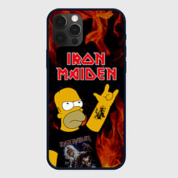 Чехол для iPhone 12 Pro Iron Maiden Гомер Симпсон Рокер, цвет: 3D-черный