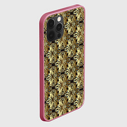 Чехол для iPhone 12 Pro Золотые узоры Gold, цвет: 3D-малиновый — фото 2