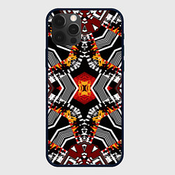 Чехол для iPhone 12 Pro Арабский орнамент в красно -желто-черных тонах, цвет: 3D-черный