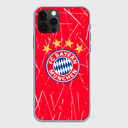 Чехол для iPhone 12 Pro Bayern munchen белые царапины на красном фоне, цвет: 3D-светло-сиреневый