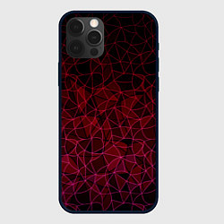 Чехол для iPhone 12 Pro Темно-красный абстрактный узор, цвет: 3D-черный