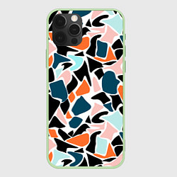 Чехол для iPhone 12 Pro Абстрактный современный разноцветный узор в оранже, цвет: 3D-салатовый