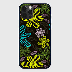 Чехол для iPhone 12 Pro MULTICOLORED TRANSPARENT FLOWERS, цвет: 3D-черный