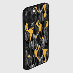 Чехол для iPhone 12 Pro Летние Листья На Оранжевом Цвете, цвет: 3D-черный — фото 2