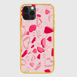 Чехол для iPhone 12 Pro 3D hearts, цвет: 3D-желтый