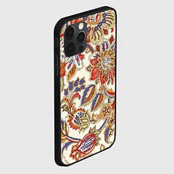 Чехол для iPhone 12 Pro Цветочный винтажный орнамент, цвет: 3D-черный — фото 2
