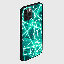 Чехол для iPhone 12 Pro Неоновые лучи и неоновые надписи - Светло-зелёный, цвет: 3D-черный — фото 2