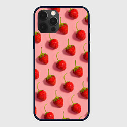 Чехол для iPhone 12 Pro Strawberry Pattern, цвет: 3D-черный