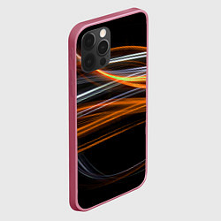 Чехол для iPhone 12 Pro Волнообразные линии неона - Оранжевый, цвет: 3D-малиновый — фото 2