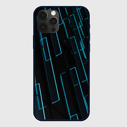 Чехол для iPhone 12 Pro Неоновые стёкла - Голубой, цвет: 3D-черный
