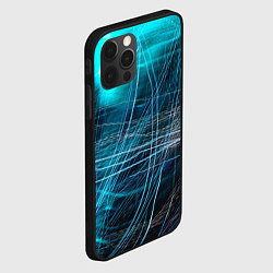 Чехол для iPhone 12 Pro Неоновые волны и линии - Голубой, цвет: 3D-черный — фото 2