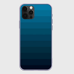 Чехол для iPhone 12 Pro Blue stripes gradient, цвет: 3D-светло-сиреневый