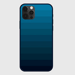 Чехол для iPhone 12 Pro Blue stripes gradient, цвет: 3D-черный