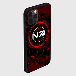 Чехол для iPhone 12 Pro Символ Mass Effect и краска вокруг на темном фоне, цвет: 3D-черный — фото 2