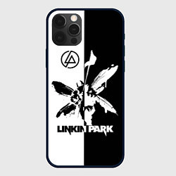 Чехол для iPhone 12 Pro Linkin Park логотип черно-белый, цвет: 3D-черный