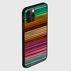 Чехол для iPhone 12 Pro Multicolored thin stripes Разноцветные полосы, цвет: 3D-черный — фото 2