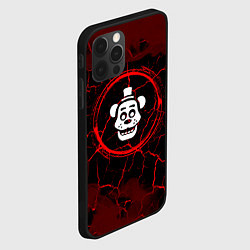 Чехол для iPhone 12 Pro Символ FNAF и краска вокруг на темном фоне, цвет: 3D-черный — фото 2