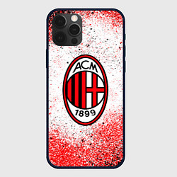 Чехол для iPhone 12 Pro Ac milan красно черные брызги, цвет: 3D-черный