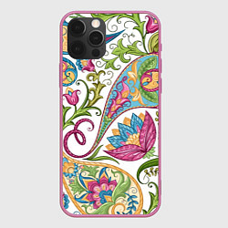 Чехол для iPhone 12 Pro Fashionable floral Oriental pattern Summer 2025, цвет: 3D-малиновый