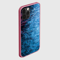 Чехол для iPhone 12 Pro Неоновые волны на воде - Синий, цвет: 3D-малиновый — фото 2