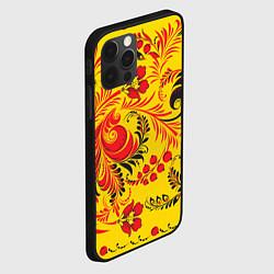 Чехол для iPhone 12 Pro Хохломская Роспись Цветы, цвет: 3D-черный — фото 2