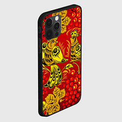 Чехол для iPhone 12 Pro Хохломская Роспись Две Птици На Красном Фоне, цвет: 3D-черный — фото 2