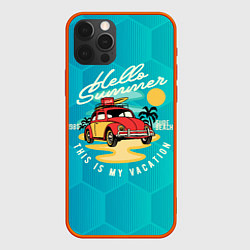 Чехол для iPhone 12 Pro Summer car Авто на пляже, цвет: 3D-красный