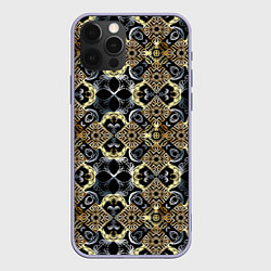 Чехол для iPhone 12 Pro BLACK AND GOLD узоры, цвет: 3D-светло-сиреневый