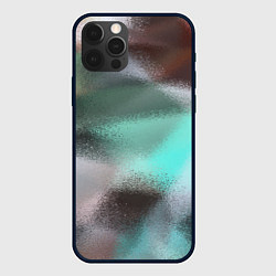 Чехол для iPhone 12 Pro Абстрактный узор в бирюзовых коричневых тонах, цвет: 3D-черный