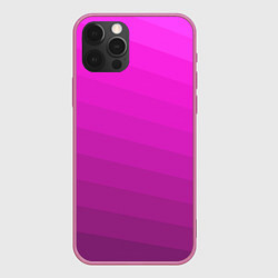 Чехол для iPhone 12 Pro Розовый неоновый полосатый узор Pink neon, цвет: 3D-малиновый