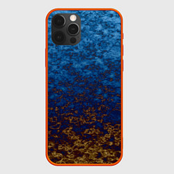 Чехол для iPhone 12 Pro Marble texture blue brown color, цвет: 3D-красный