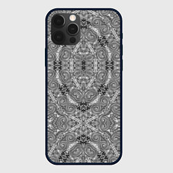 Чехол для iPhone 12 Pro Black and white oriental ornament, цвет: 3D-черный