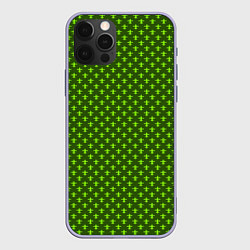 Чехол для iPhone 12 Pro Зеленый узоры крестиком, цвет: 3D-светло-сиреневый