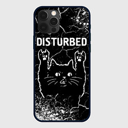 Чехол для iPhone 12 Pro Группа Disturbed и Рок Кот, цвет: 3D-черный