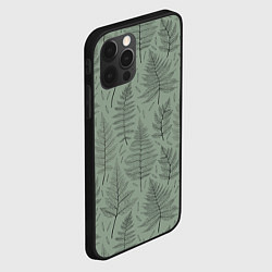 Чехол для iPhone 12 Pro Листья папоротника на зеленом фоне Минимализм, цвет: 3D-черный — фото 2