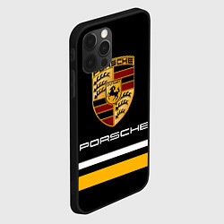 Чехол для iPhone 12 Pro PORSCHE - Две линии, цвет: 3D-черный — фото 2