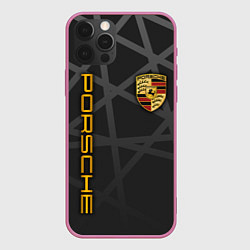 Чехол для iPhone 12 Pro PORSCHE : ГЕОМЕТРИЧЕСКИЕ ЛИНИИ, цвет: 3D-малиновый