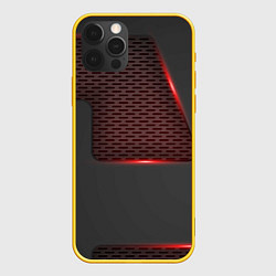 Чехол для iPhone 12 Pro Объемная красная сетка на черной пластине, цвет: 3D-желтый