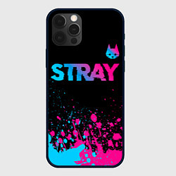 Чехол для iPhone 12 Pro Stray - neon gradient logo, цвет: 3D-черный