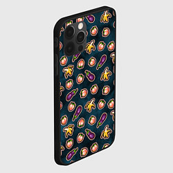 Чехол для iPhone 12 Pro Баклажаны персики бананы паттерн, цвет: 3D-черный — фото 2