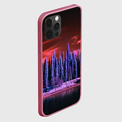 Чехол для iPhone 12 Pro Абстрактный фиолетовый лес и тёмная река, цвет: 3D-малиновый — фото 2