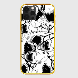 Чехол для iPhone 12 Pro Пасти акул - паттерн, цвет: 3D-желтый