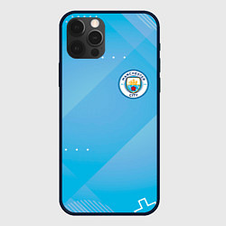 Чехол для iPhone 12 Pro Manchester city Голубая абстракция, цвет: 3D-черный