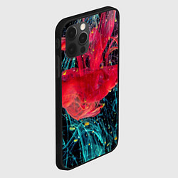 Чехол для iPhone 12 Pro Абстрактный всплеск розовой и голубой красок, цвет: 3D-черный — фото 2